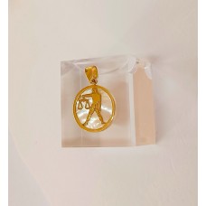 Μενταγιόν Ζώδιο - Ζυγός σε κίτρινο χρυσό 9Κ με φίλντισι (Z142)